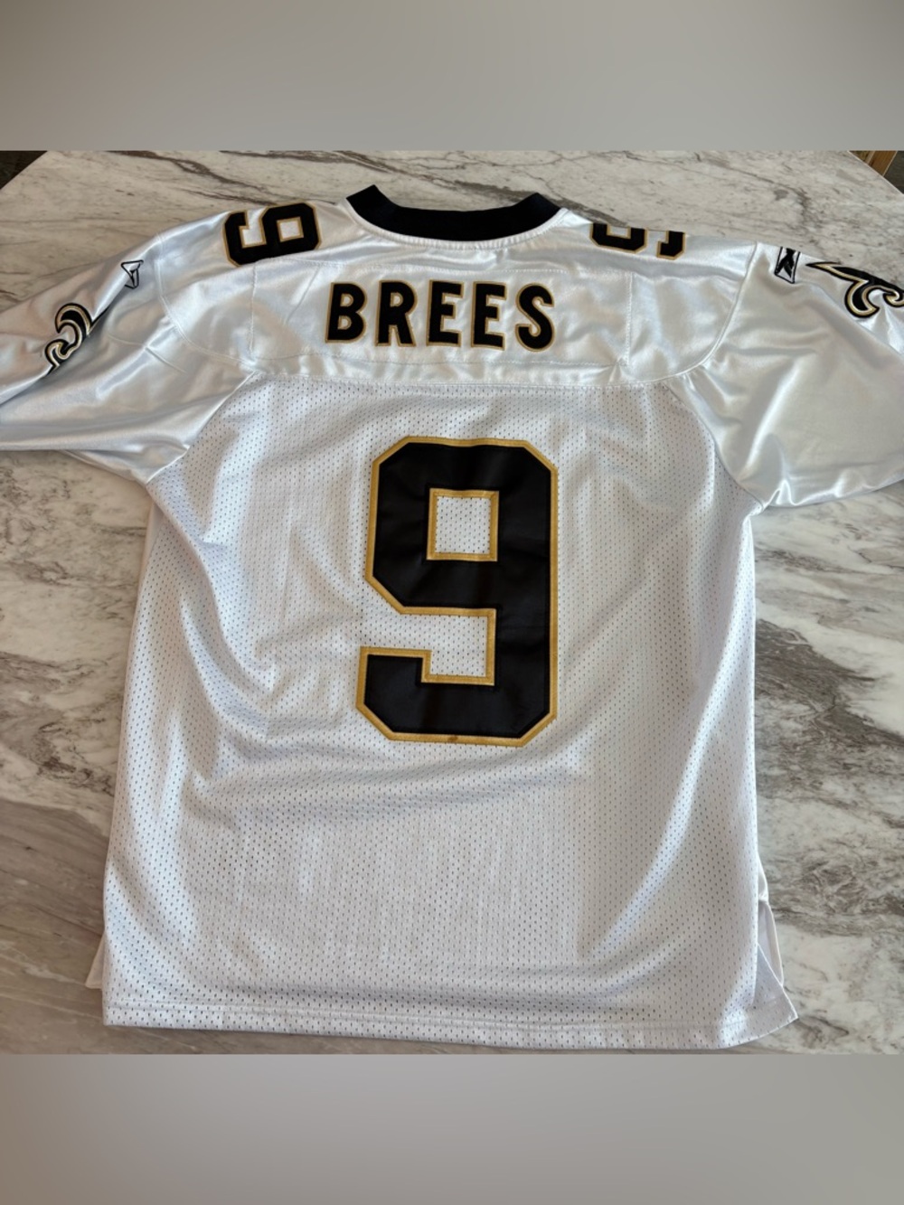 Reebok White Black and Gold #9 Football Jersey - Picture 10 of 10